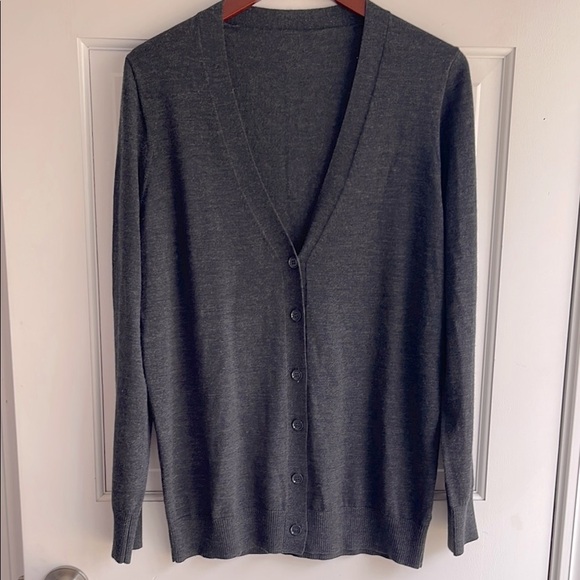 J. Crew Sweaters - J Crew 100% Merino wool Gray v neck Cardigan Sweater academia preppy